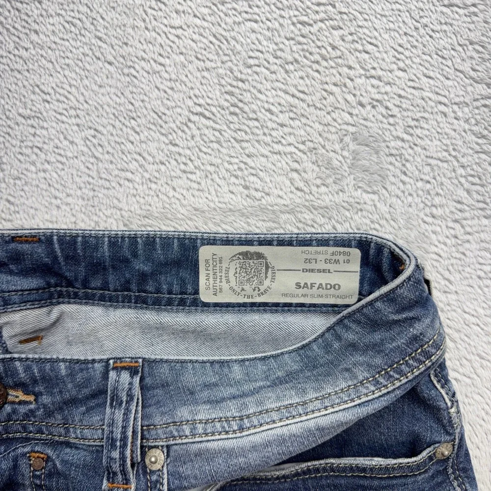 Diesel Jeans Mens 33 Blue Safado Regular Slim Straight Stretch Denim Pants